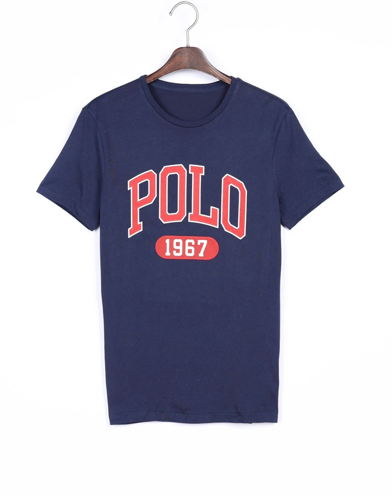 Hot Cotton Po-lo Letter Men's T-shirt Fast Fashion Summer Cool Casual Simple Men's and Women's Cotton Printed Short Sleeves Tops