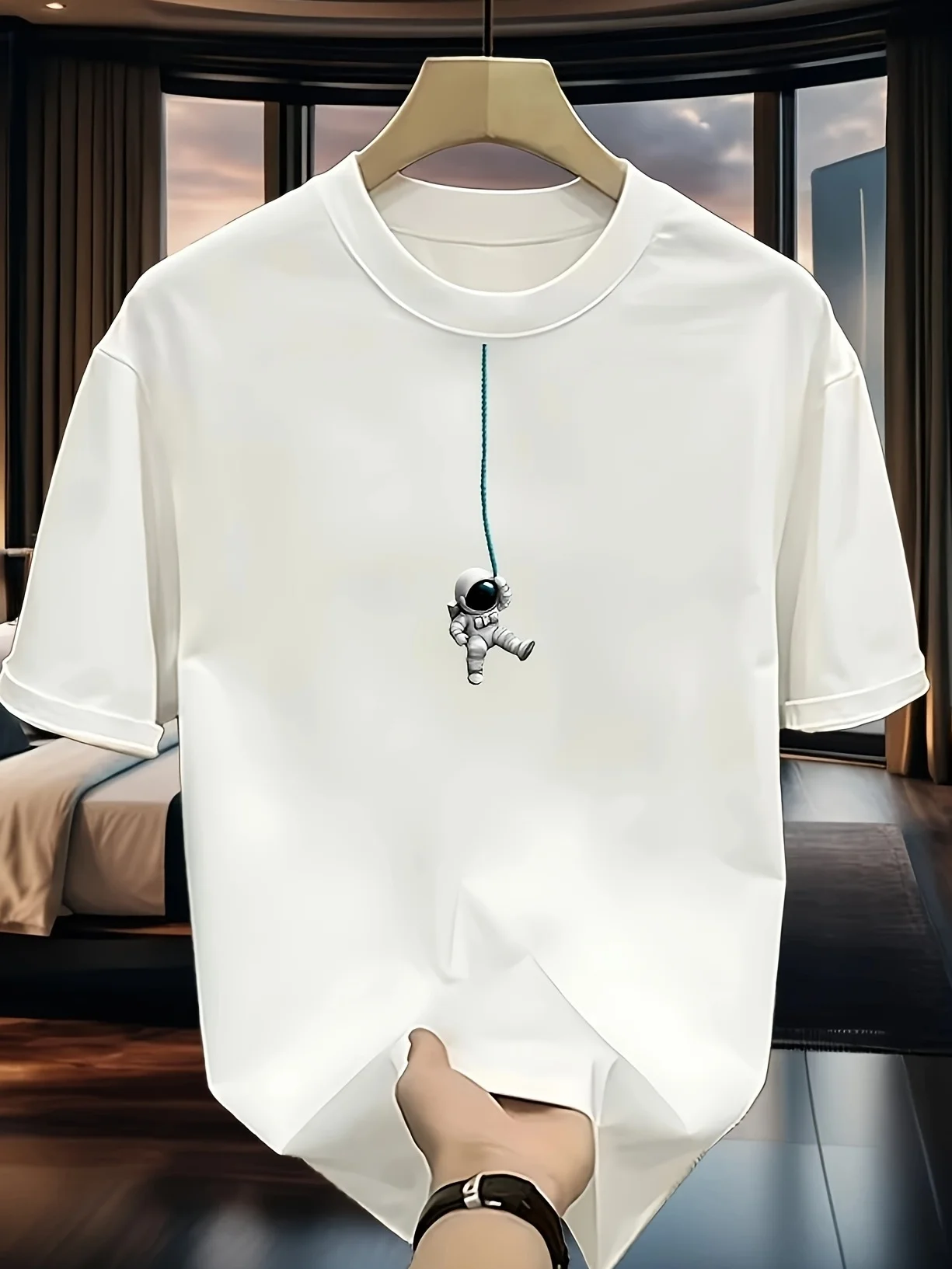 Summer 100% Cotton Men's TShirt Astronaut Pattern Print Comfortable Breathable Fabric Suitable Daily Commuting Fashionable Item