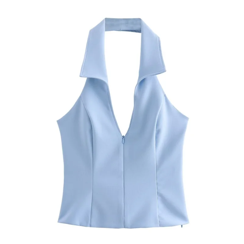 Women's Summer Two Tone Sports Casual Set, Halter Backless Top with Matching Short Skort, Perfect for Outdoor Activities