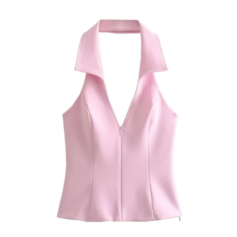 Women's Summer Two Tone Sports Casual Set, Halter Backless Top with Matching Short Skort, Perfect for Outdoor Activities