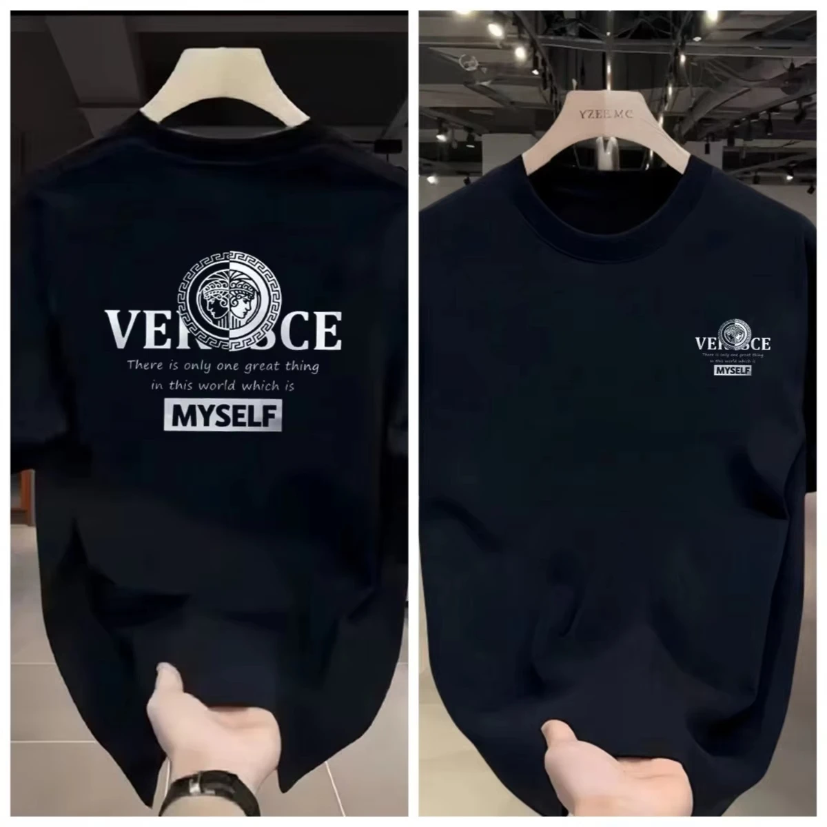 2026 Fashion Brand Printed Shirt Summer High-end Light Luxury Men's and Women's Silk Cotton Short-sleeved T-shirt Trendy Shirts