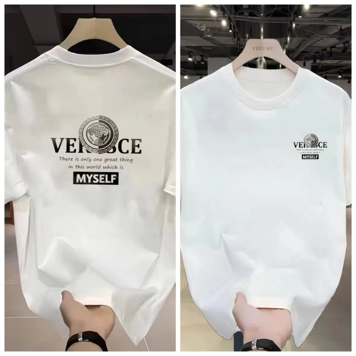 2026 Fashion Brand Printed Shirt Summer High-end Light Luxury Men's and Women's Silk Cotton Short-sleeved T-shirt Trendy Shirts