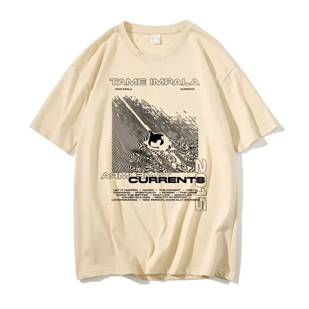 Tame Impala Currents Graphic Print T-shirts Men Casual Tshirt Male Hip Hop Oversized T Shirt Women Lndie Pop Rock Music T Shirts