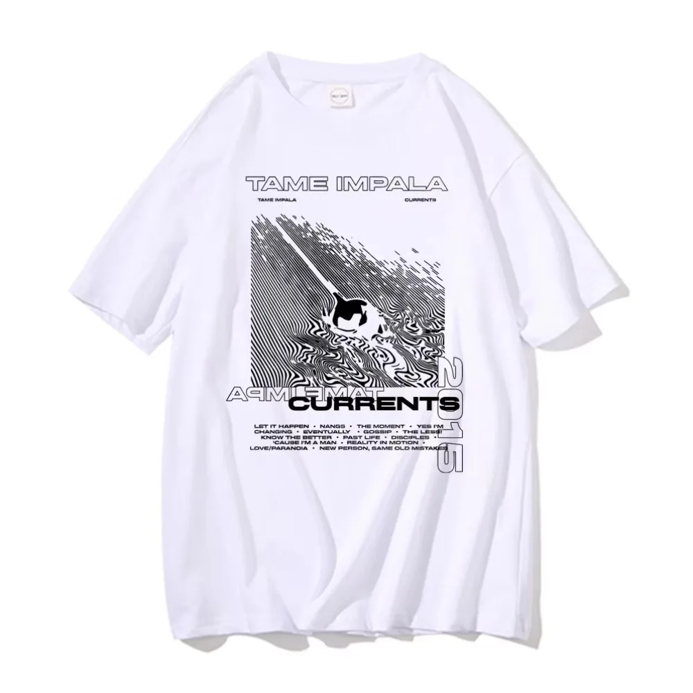 Tame Impala Currents Graphic Print T-shirts Men Casual Tshirt Male Hip Hop Oversized T Shirt Women Lndie Pop Rock Music T Shirts
