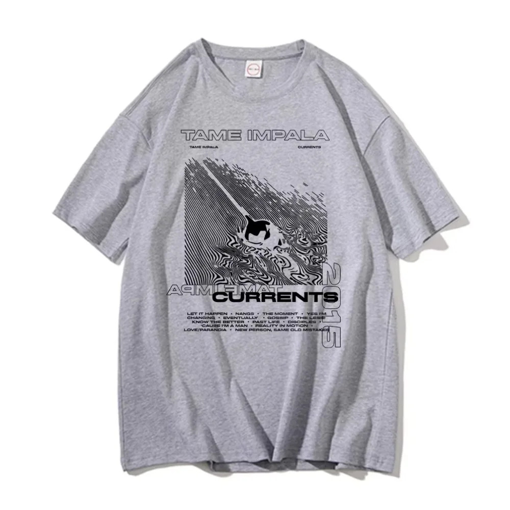 Tame Impala Currents Graphic Print T-shirts Men Casual Tshirt Male Hip Hop Oversized T Shirt Women Lndie Pop Rock Music T Shirts