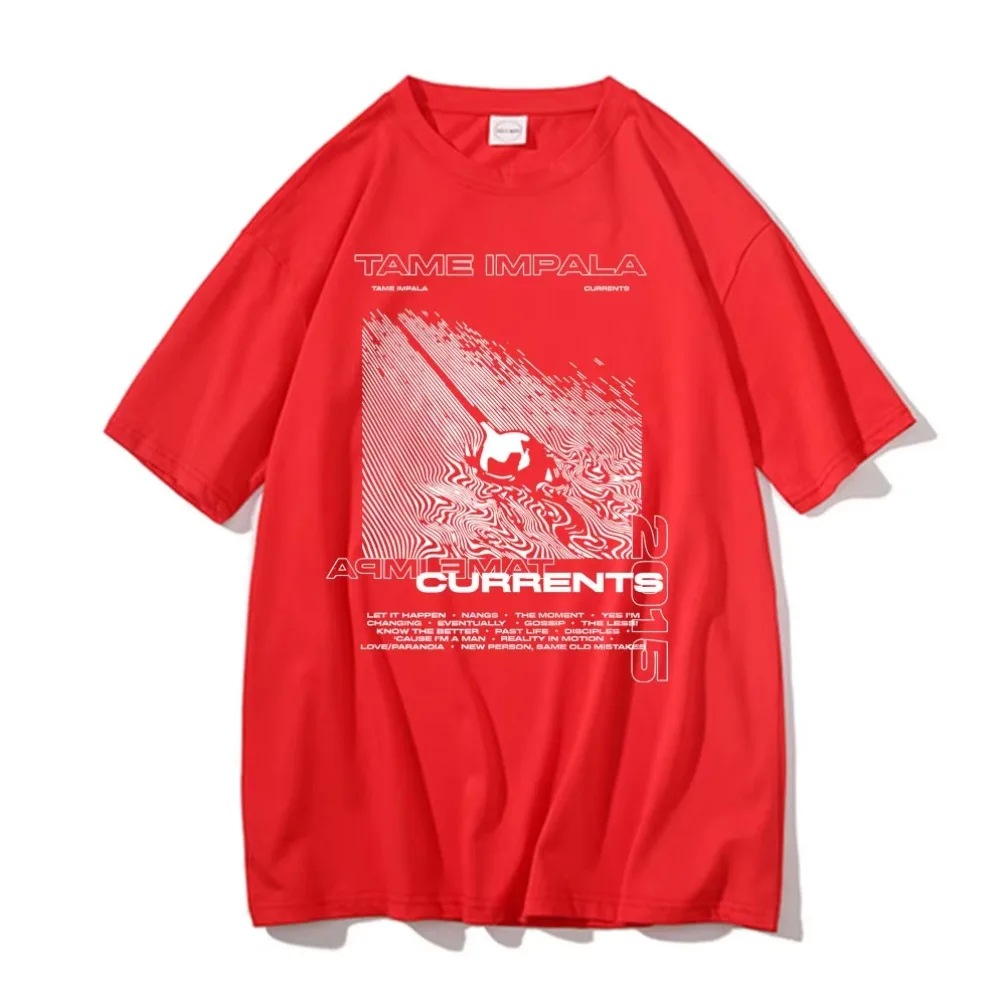 Tame Impala Currents Graphic Print T-shirts Men Casual Tshirt Male Hip Hop Oversized T Shirt Women Lndie Pop Rock Music T Shirts