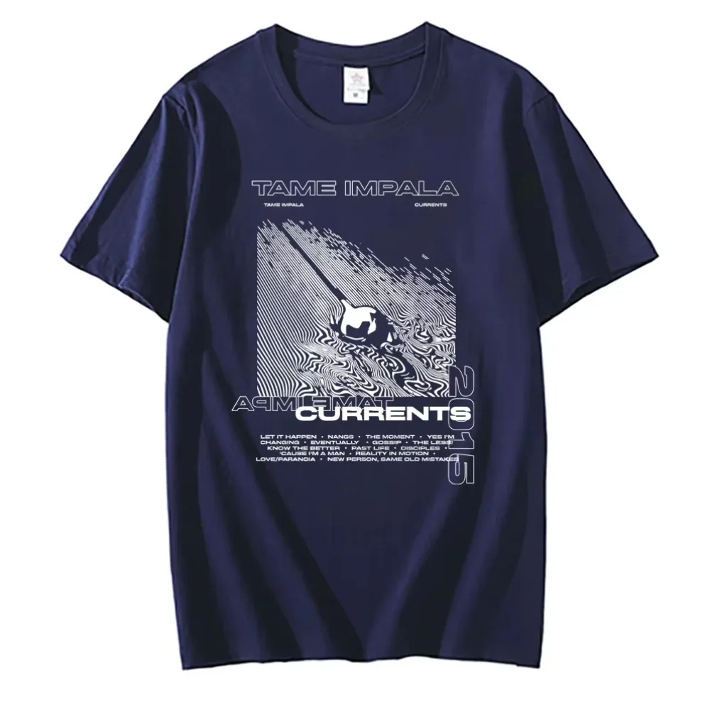 Tame Impala Currents Graphic Print T-shirts Men Casual Tshirt Male Hip Hop Oversized T Shirt Women Lndie Pop Rock Music T Shirts