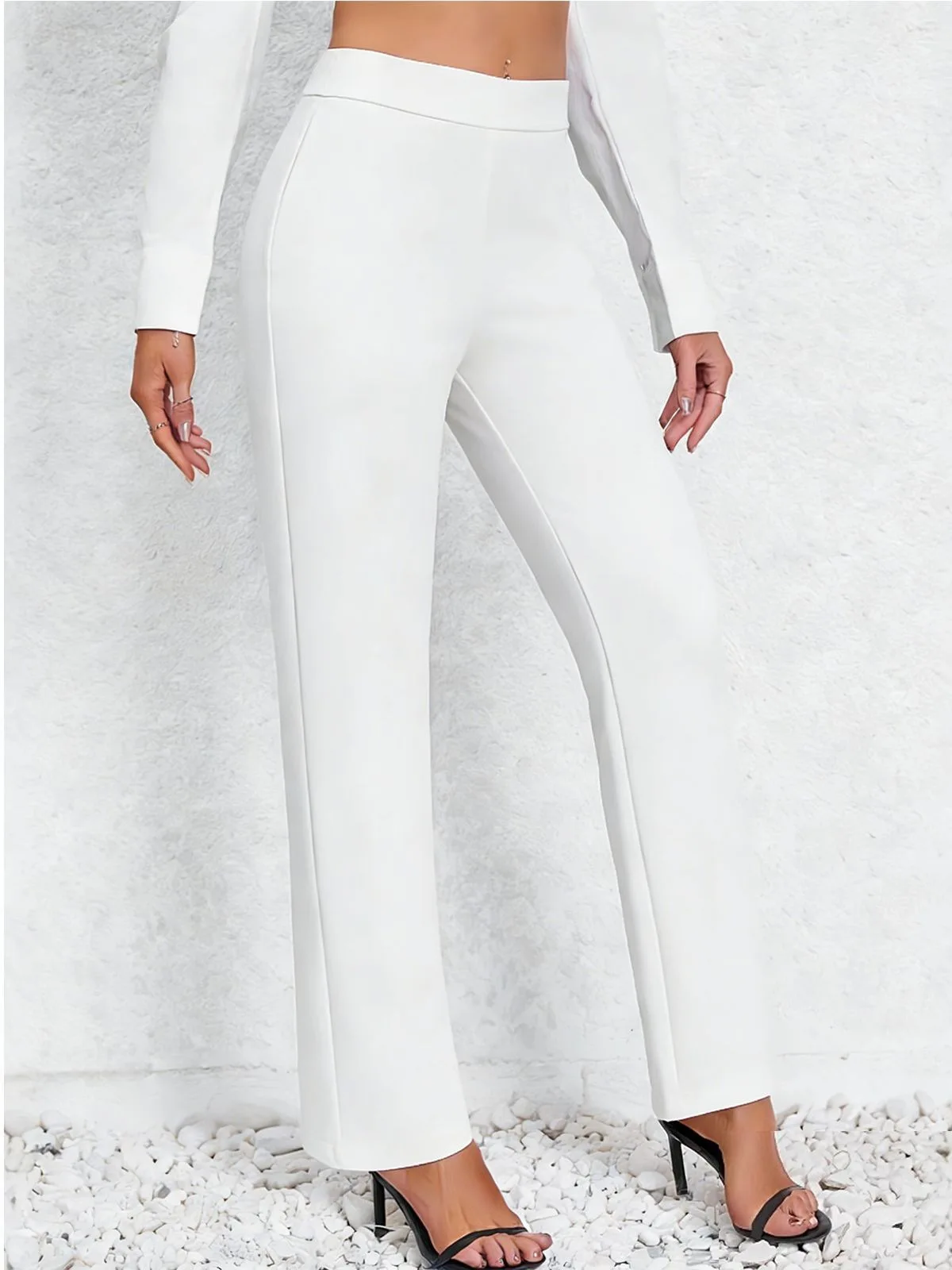 Best-selling spring and summer casual solid straight-leg high-waisted trousers
