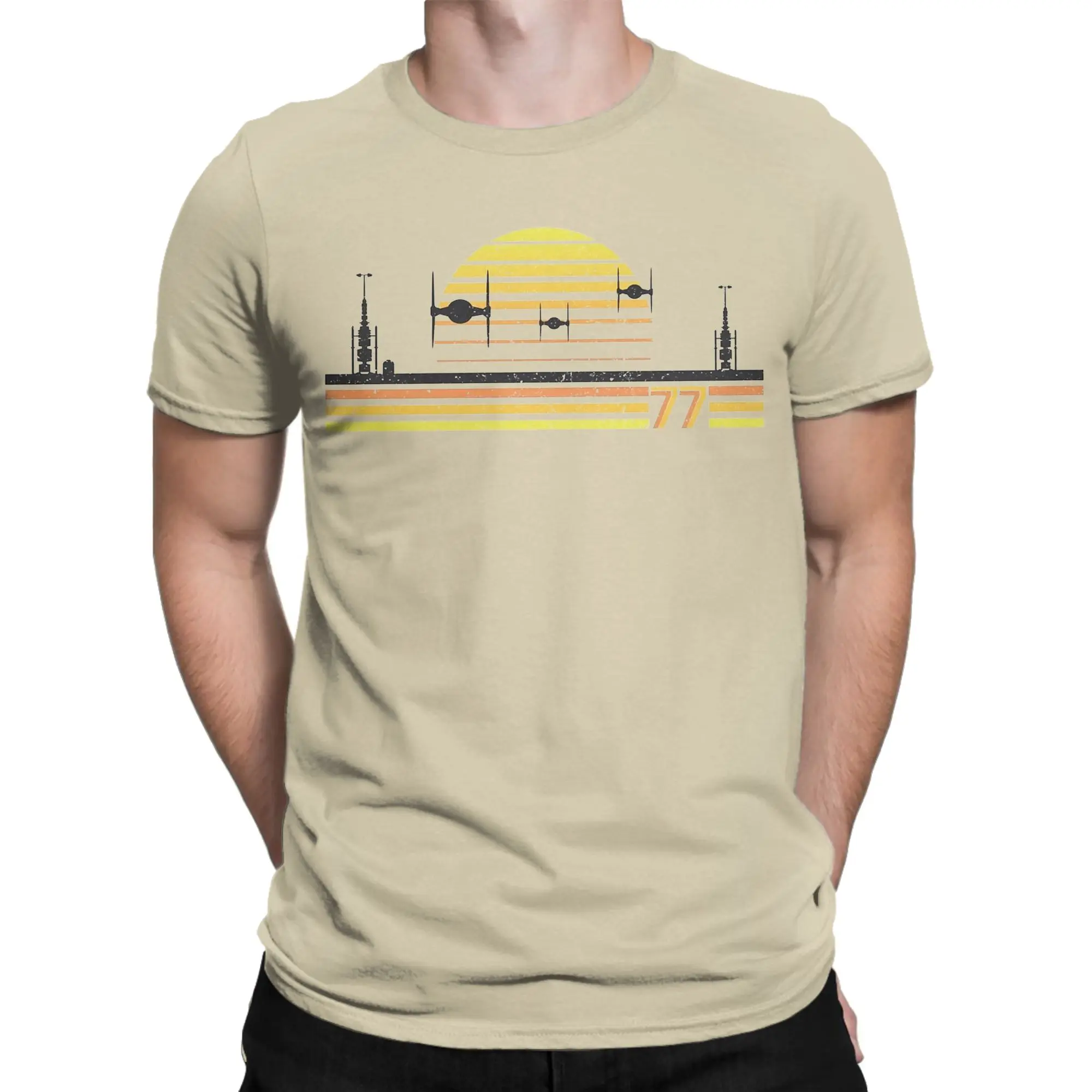 This is the Tie Tatooines T Shirt Men's  Pure Cotton Fun T-Shirt Crewneck  Tee Shirt Short Sleeve Clothes Graphic Printed