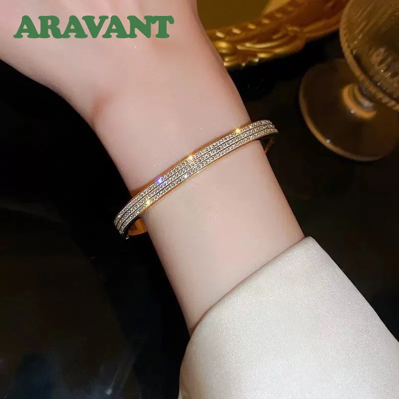 Aravant 925 Silver Rose Gold 6mm Zircon Bracelets&Bangles For Women Girls Fashion Jewelry