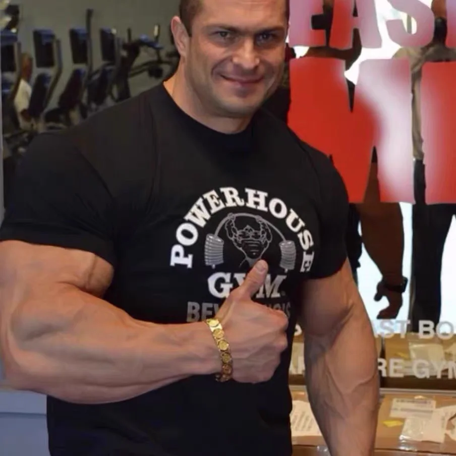 2026 GYM American POWERHOUSE Fitness Short-sleeved Men's and Women's Ins Sporty Casual Print Large Size Loose