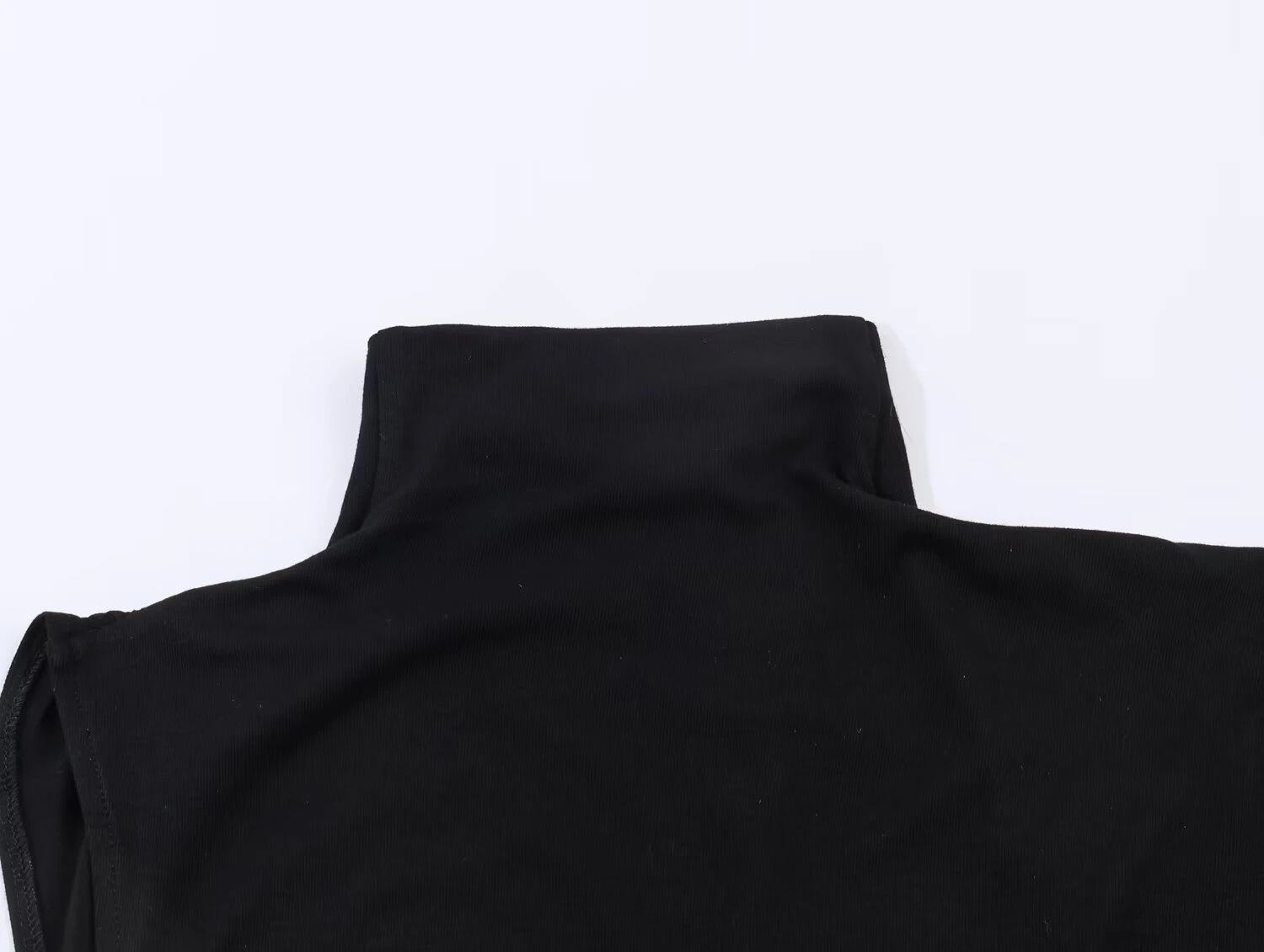 European and American style spring women's asymmetric pleated single sleeve high neck long casual top