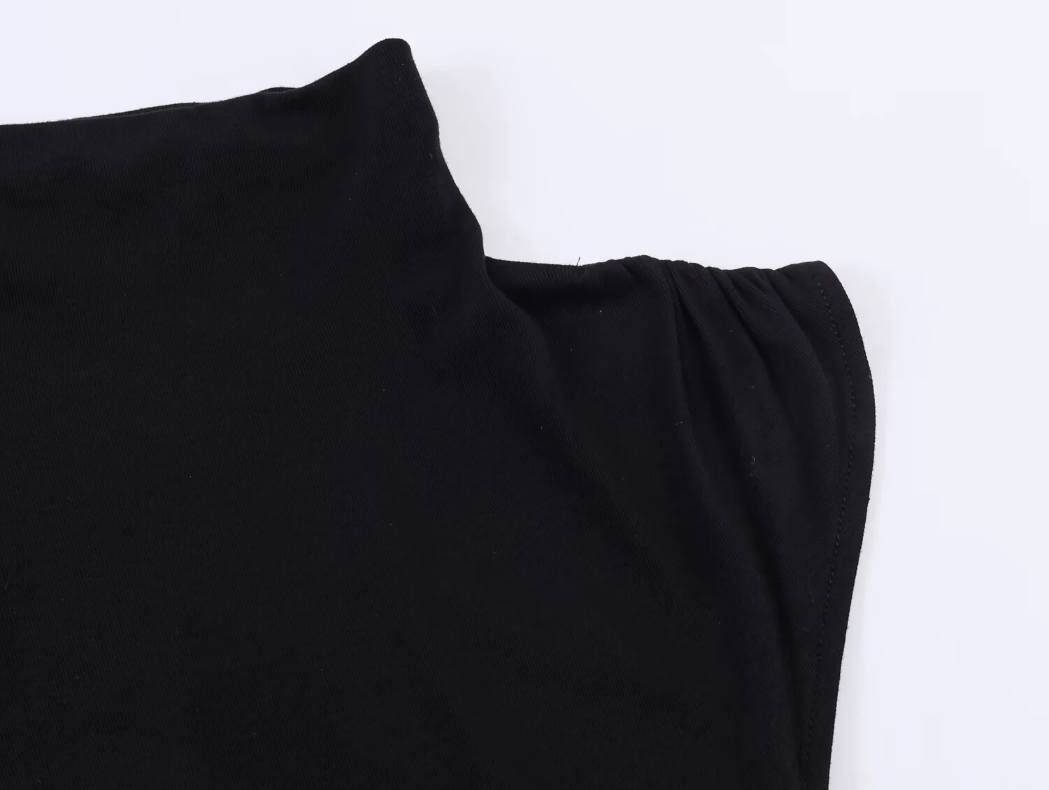 European and American style spring women's asymmetric pleated single sleeve high neck long casual top
