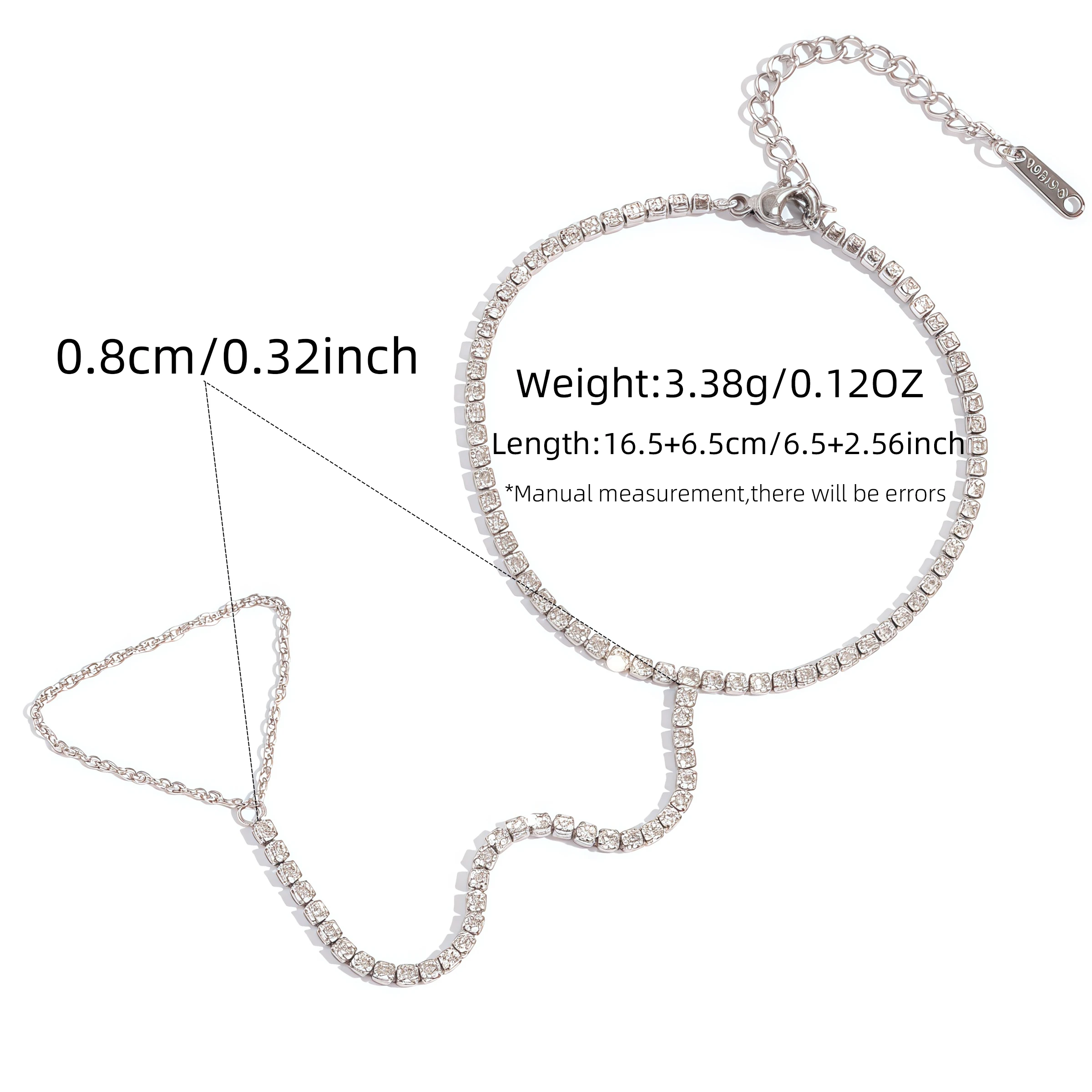 Trendy Stainless Steel Zircon Beads Back of Hand Chain Finger Bracelet Fashion Chic Sexy Jewelry Waterproof Wholesale Gift 2026