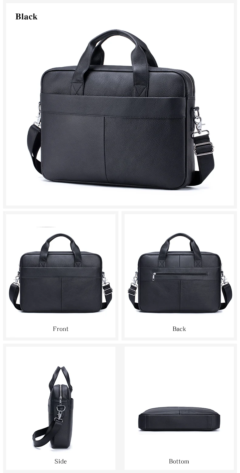 Genuine Leather Men's Briefcase Soft Luxury Business Bag 15.6 Inch Laptop Compatible Lightweight Office Commute Handbag