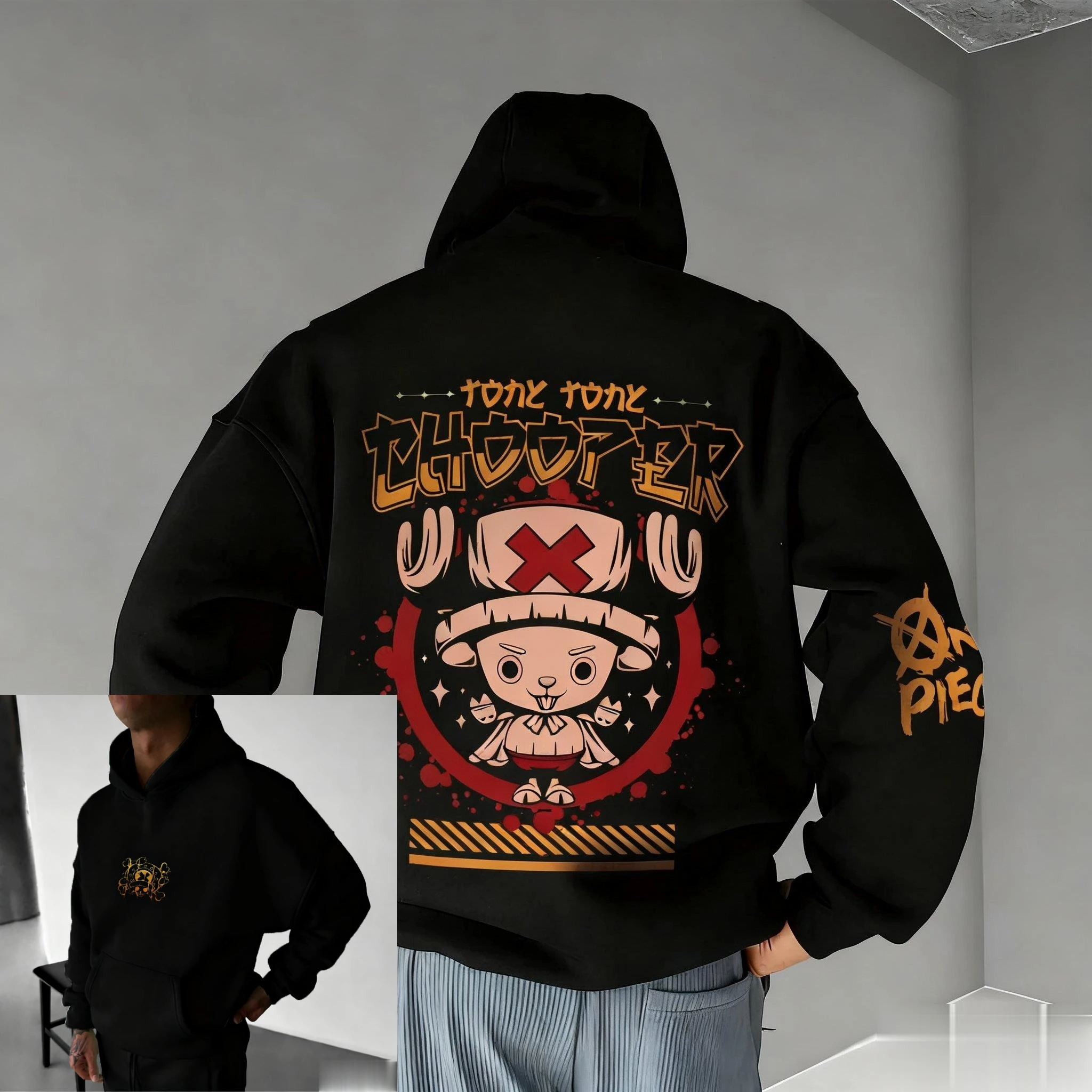 One Piece Chopper Graphic Pullover Hoodie Men Women New Autumn Winter Streetwear Oversized Casual Anime Print Hooded Sweatshirt