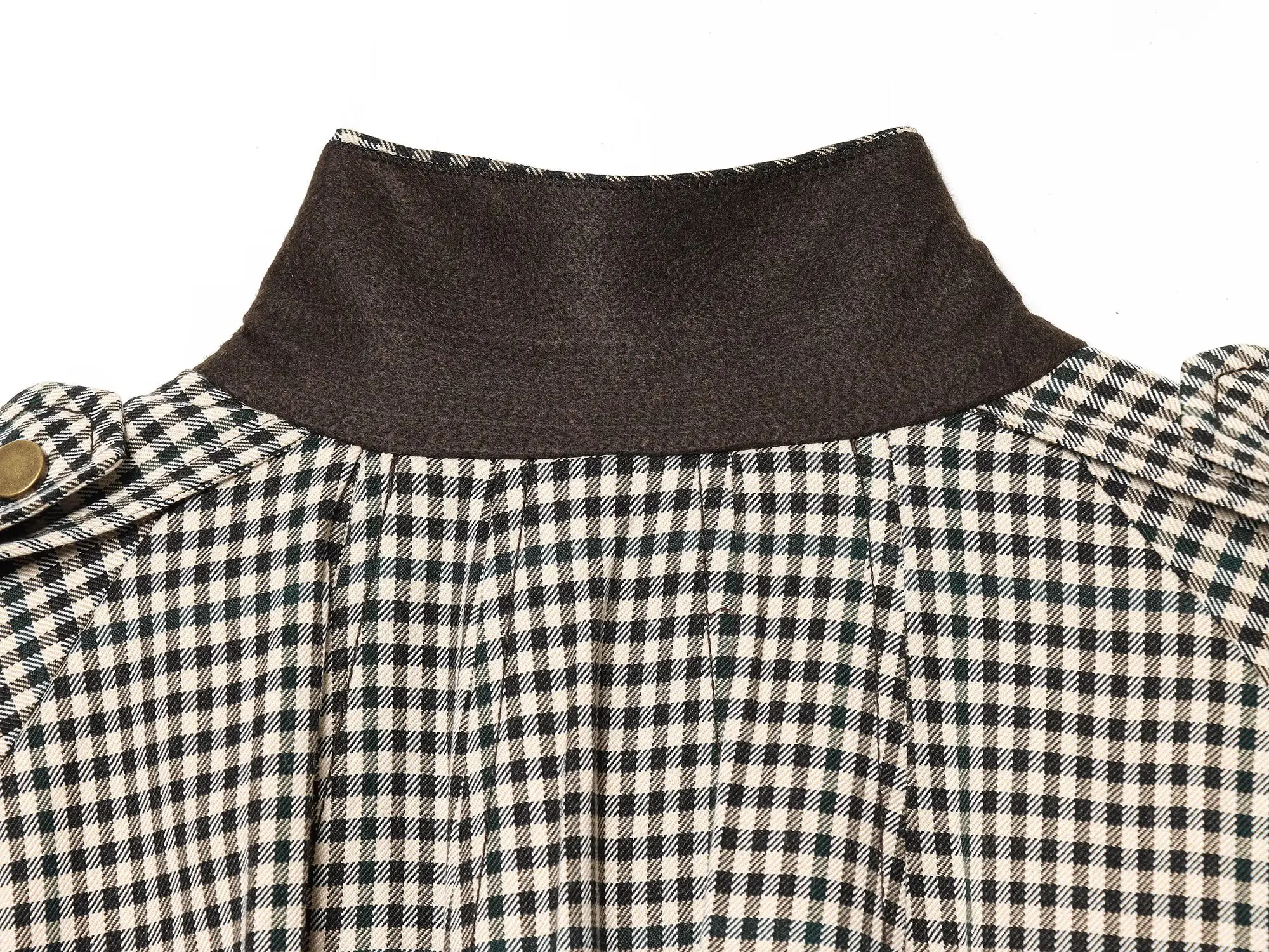 TFAFXY2026 Spring Casual Chic Women Checked Stand Collar Single Breasted Zipper Pockets Jacket Midi Skirt New Fashion Street Set