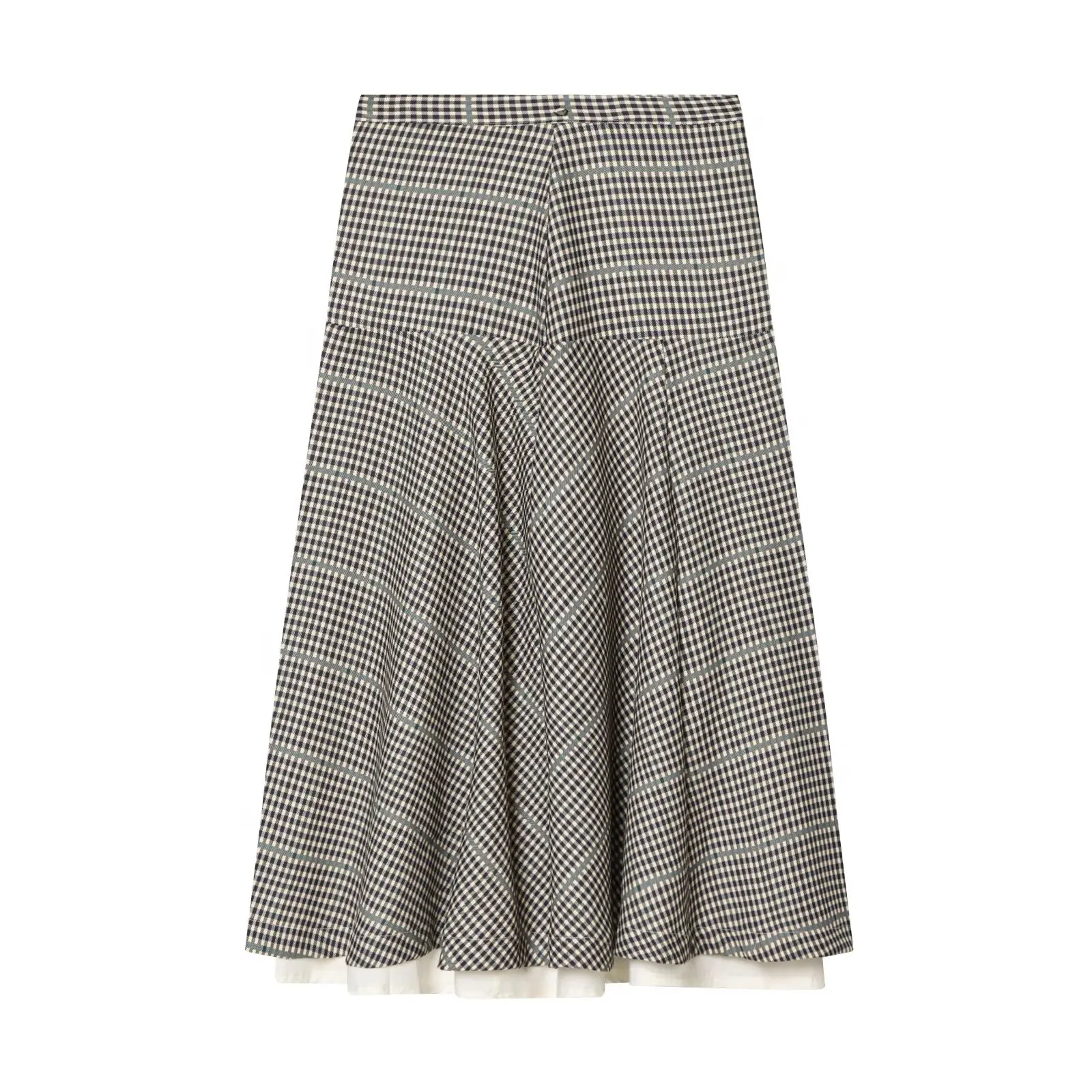TFAFXY2026 Spring Casual Chic Women Checked Stand Collar Single Breasted Zipper Pockets Jacket Midi Skirt New Fashion Street Set