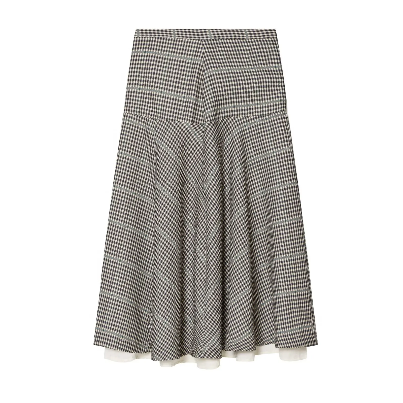 TFAFXY2026 Spring Casual Chic Women Checked Stand Collar Single Breasted Zipper Pockets Jacket Midi Skirt New Fashion Street Set