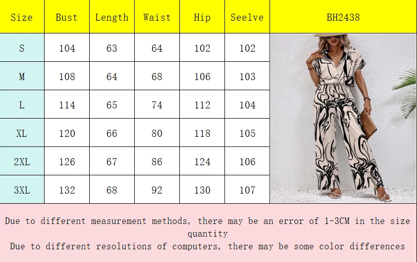 Women's 2026 Fashionable Printed Short Sleeve Shirt And Elastic Waist Wide Leg Pants Suit Set Casual Daily Commuting Spring Wear