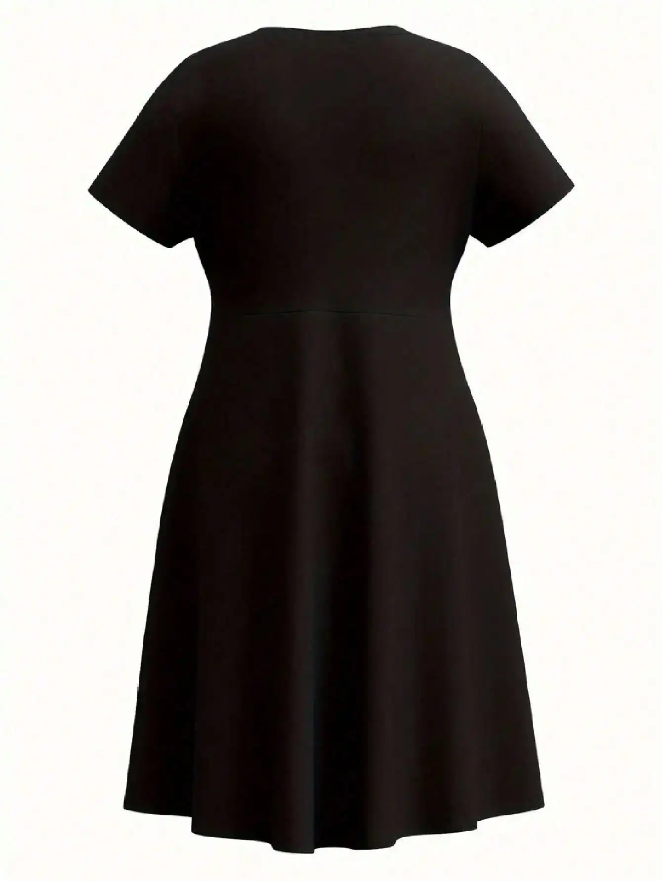 2026 Casual Versatile 'I Love Jesus' Printed Black Plus Size Round Neck Short Sleeved Dress, Suitable for Daily Travel