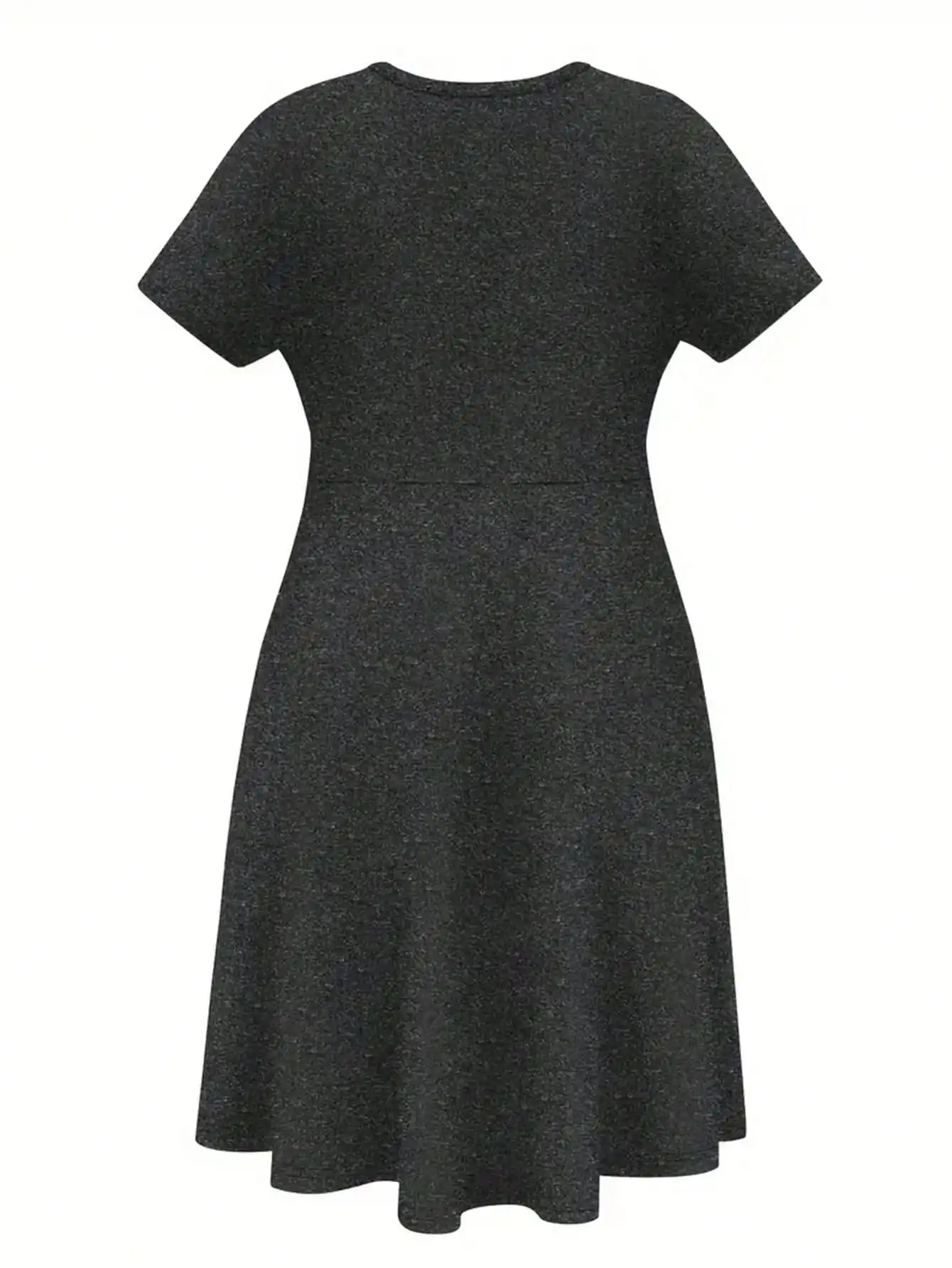 2026 Casual Versatile 'I Love Jesus' Printed Black Plus Size Round Neck Short Sleeved Dress, Suitable for Daily Travel
