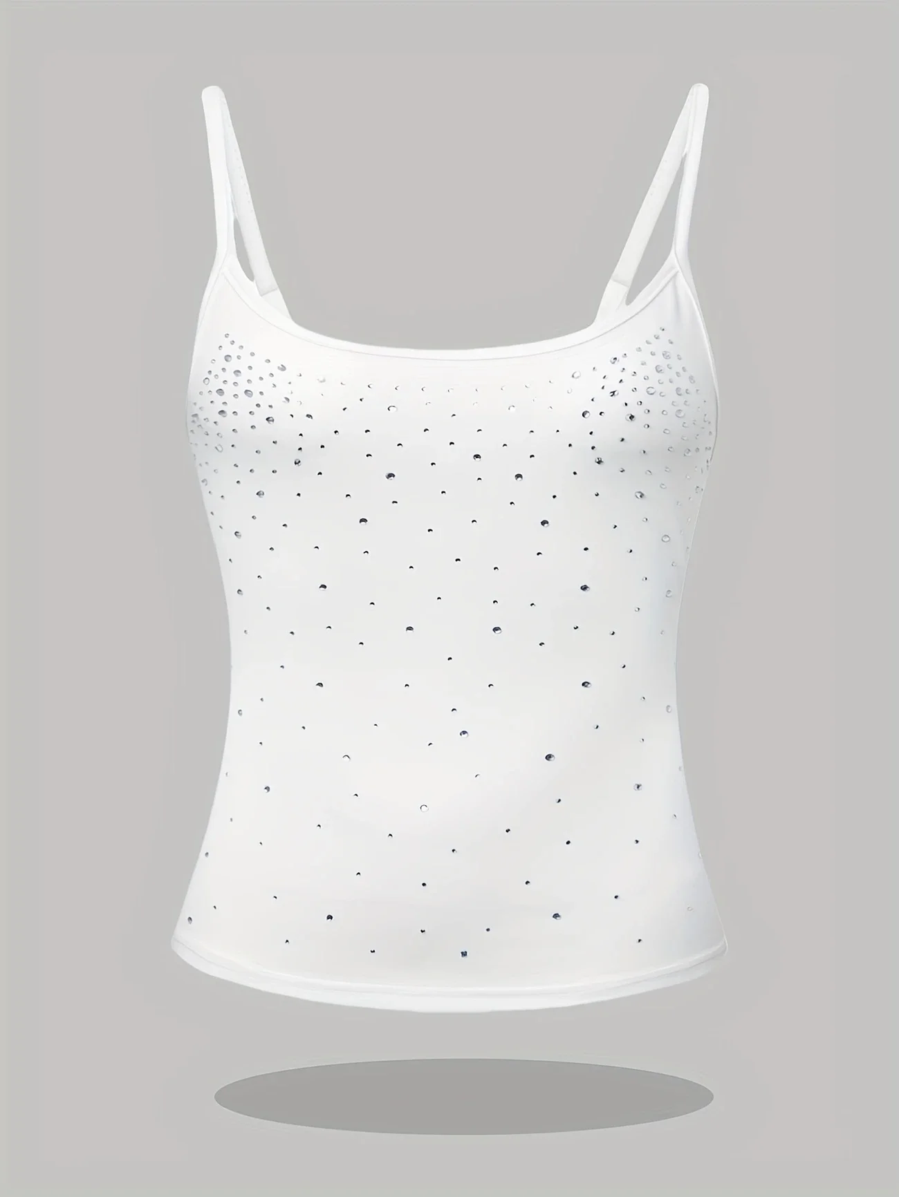 Plus Size Women's Shiny Rhinestone Cami Top Slim Fit Sleeveless Sparkly Glitter Tank Top for Party