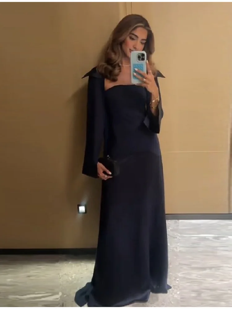Lady Boutique Trendy Luxury Satin Dress Women's Elegant Chic Slim Fit Maxi Vistidos 2026 High End Off Shoulder Night Party Gown