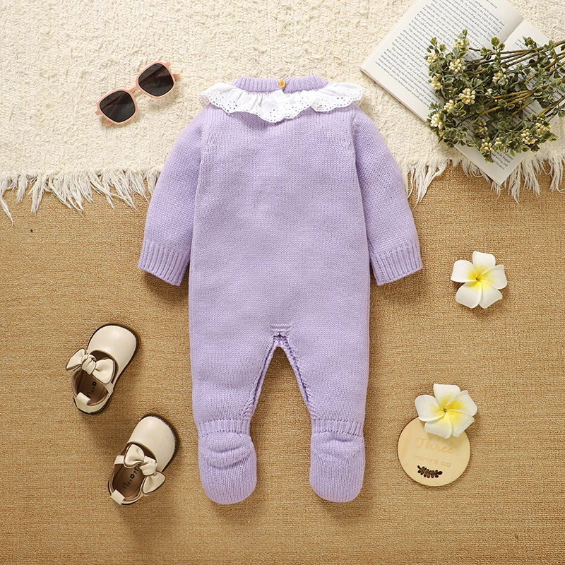 Baby Girl Rompers Clothes Cute Goose Knitted Newborn Infant Long Sleeve Jumpsuits Outfits One Piece Toddler Child Playsuits 0-9M