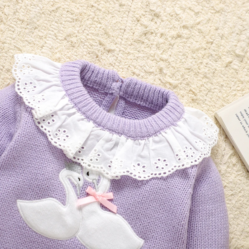 Baby Girl Rompers Clothes Cute Goose Knitted Newborn Infant Long Sleeve Jumpsuits Outfits One Piece Toddler Child Playsuits 0-9M