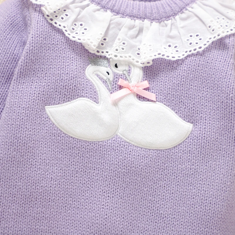 Baby Girl Rompers Clothes Cute Goose Knitted Newborn Infant Long Sleeve Jumpsuits Outfits One Piece Toddler Child Playsuits 0-9M