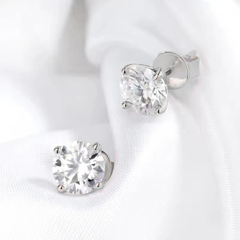 OXTAO 0.3-2CT Moissanite Stud Earrings for Women Sparkling Lab Imitation Diamond Earring Luxury Wedding Jewelry 14K Gold Filled