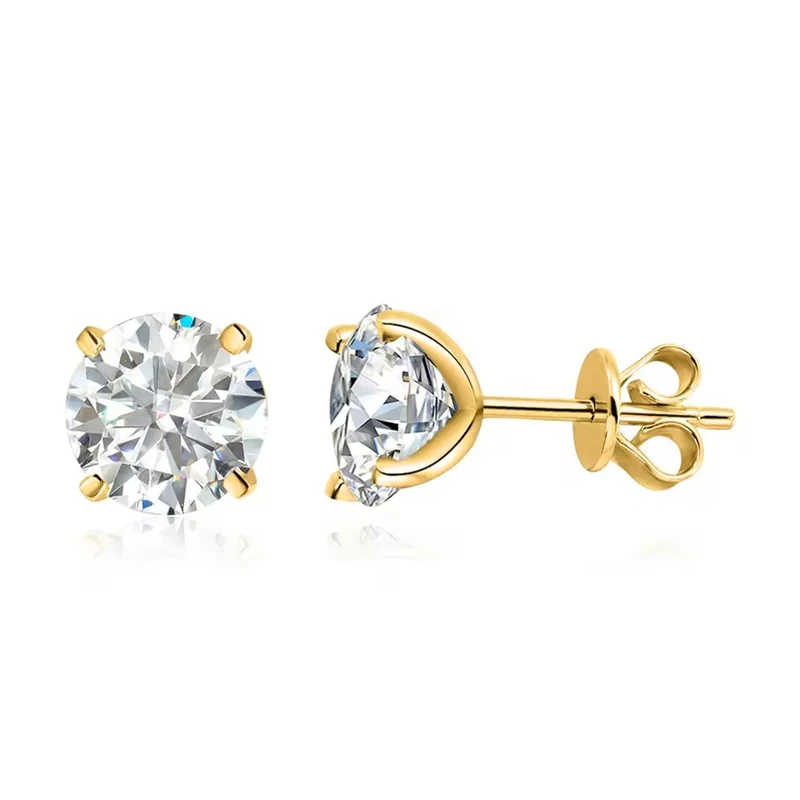 OXTAO 0.3-2CT Moissanite Stud Earrings for Women Sparkling Lab Imitation Diamond Earring Luxury Wedding Jewelry 14K Gold Filled