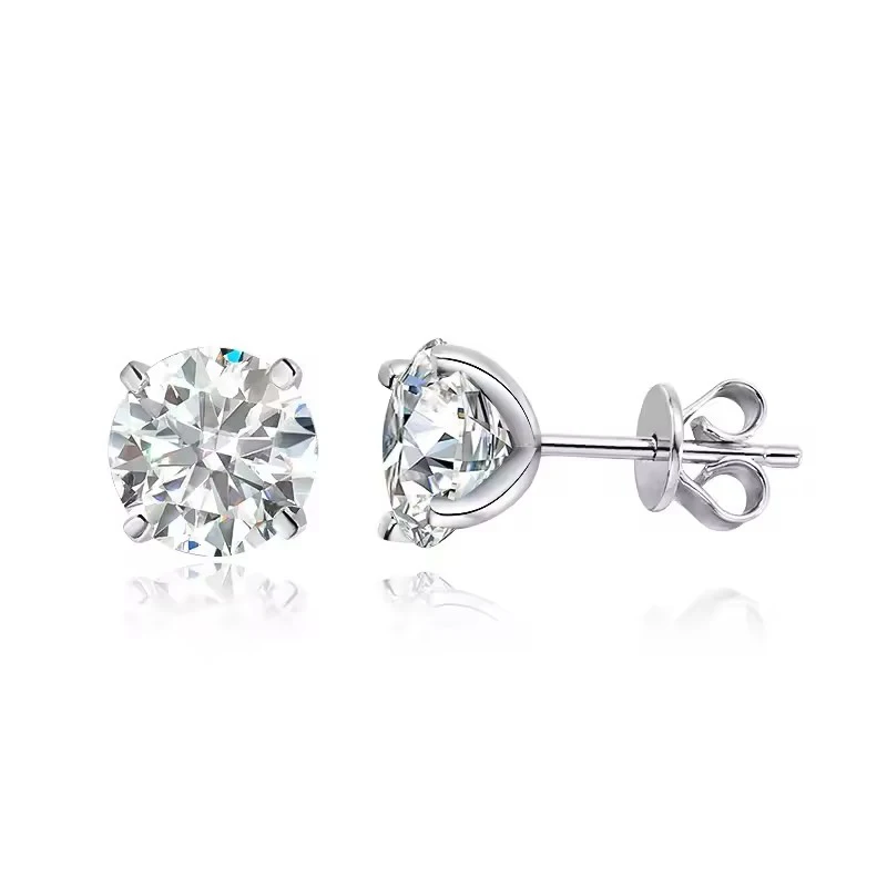 OXTAO 0.3-2CT Moissanite Stud Earrings for Women Sparkling Lab Imitation Diamond Earring Luxury Wedding Jewelry 14K Gold Filled