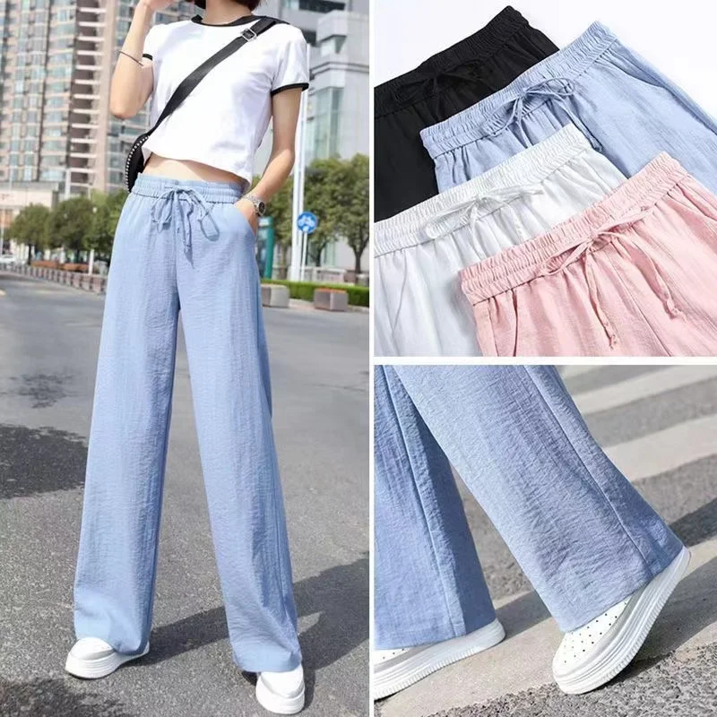 Women'S Loose Spring Summer 2026 New High Waist Wide Legs Slim Casual Trousers Korean Fashion Trend Female Suit Straight Pants