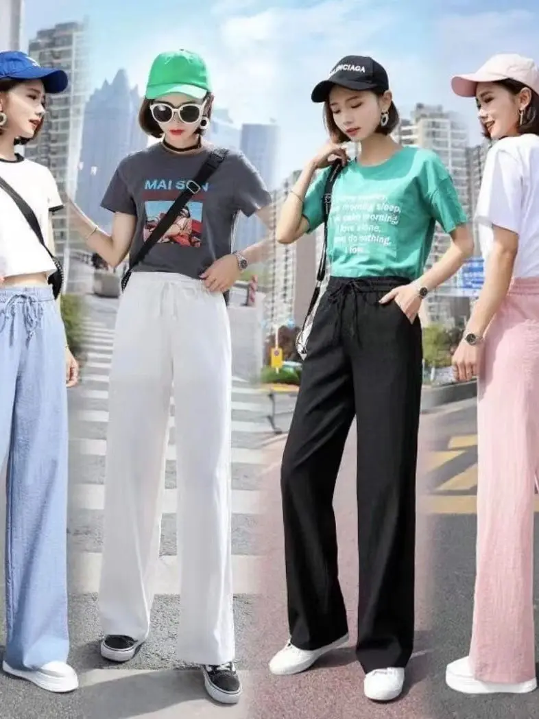 Women'S Loose Spring Summer 2026 New High Waist Wide Legs Slim Casual Trousers Korean Fashion Trend Female Suit Straight Pants
