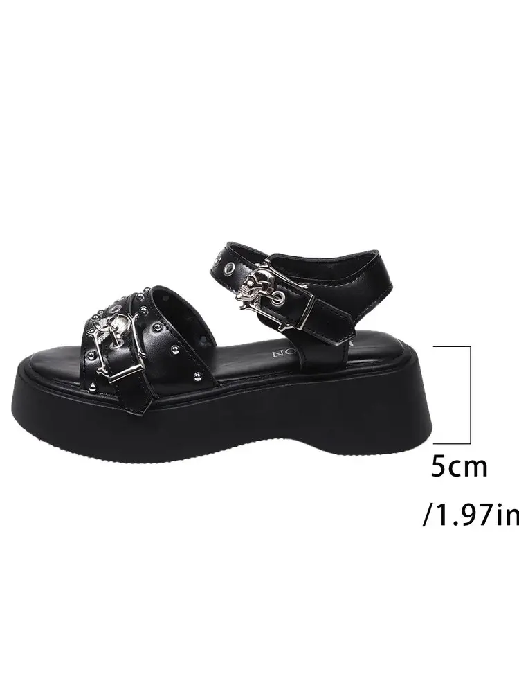 Punk Platform Women Sandals 2026 Brand New Chunky Platform Sandals Goth Chain Street Summer Women Shoes Comfy Luxury Sandals