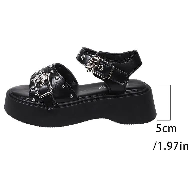 Punk Platform Women Sandals 2026 Brand New Chunky Platform Sandals Goth Chain Street Summer Women Shoes Comfy Luxury Sandals