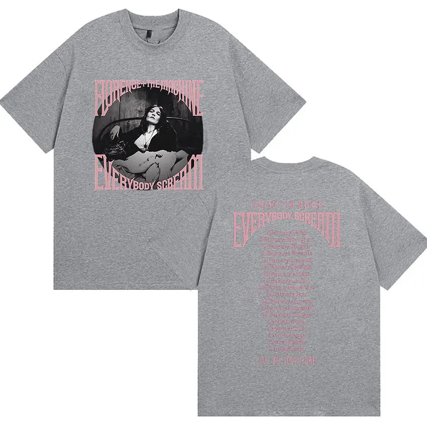 Rock Florence + The Machine Everybody Scream Tour 2026 Graphic T Shirt Men Women Vintage Cotton Short Sleeve T-Shirts Streetwear