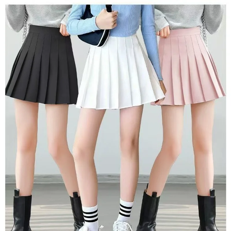Pink Summer Children's Skirt With Shorts Spring Korea Style Clothes A Line High Waist Mini Dress Black Pleated Skirt for Girl
