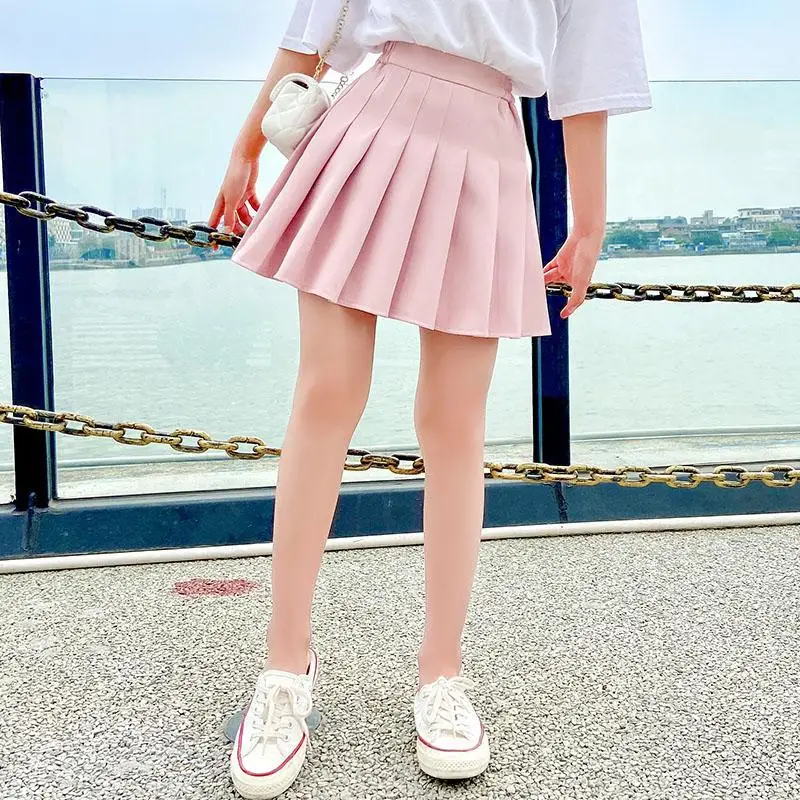 Pink Summer Children's Skirt With Shorts Spring Korea Style Clothes A Line High Waist Mini Dress Black Pleated Skirt for Girl