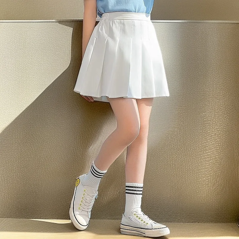 Pink Summer Children's Skirt With Shorts Spring Korea Style Clothes A Line High Waist Mini Dress Black Pleated Skirt for Girl