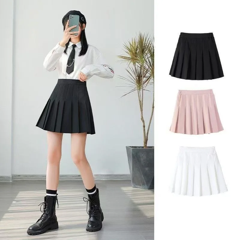 Pink Summer Children's Skirt With Shorts Spring Korea Style Clothes A Line High Waist Mini Dress Black Pleated Skirt for Girl