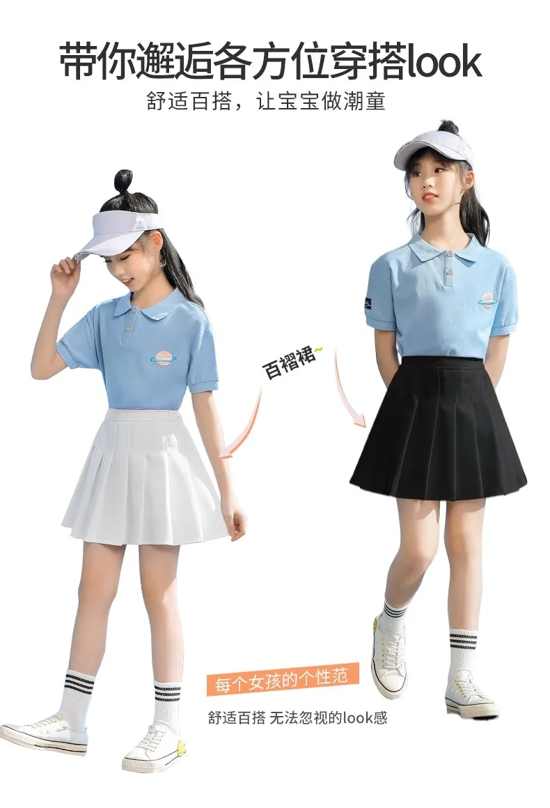 Pink Summer Children's Skirt With Shorts Spring Korea Style Clothes A Line High Waist Mini Dress Black Pleated Skirt for Girl