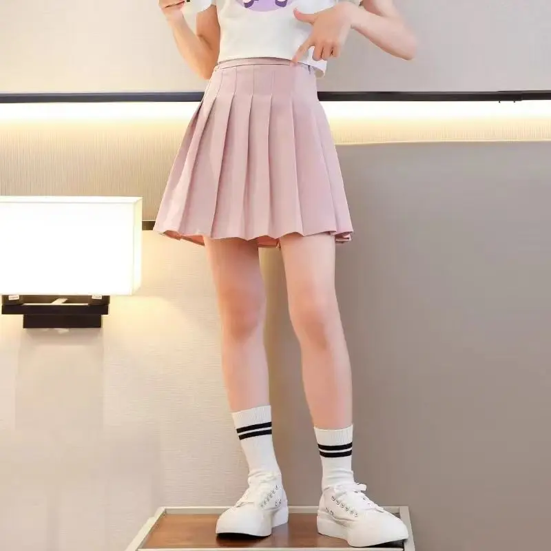 Pink Summer Children's Skirt With Shorts Spring Korea Style Clothes A Line High Waist Mini Dress Black Pleated Skirt for Girl