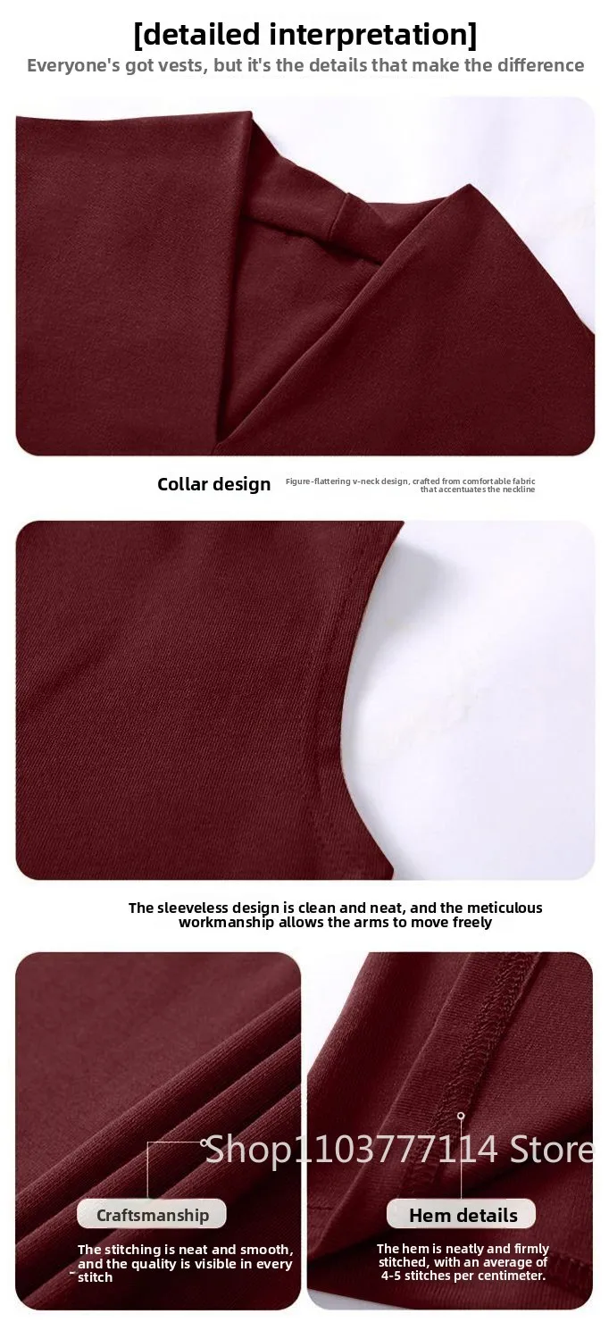 Summer Women's V-neck Sleeveless Vest Slim Fit Outerwear for Girls Solid Color Sexy Fashionable, Casual, Breathable Base T-shirt