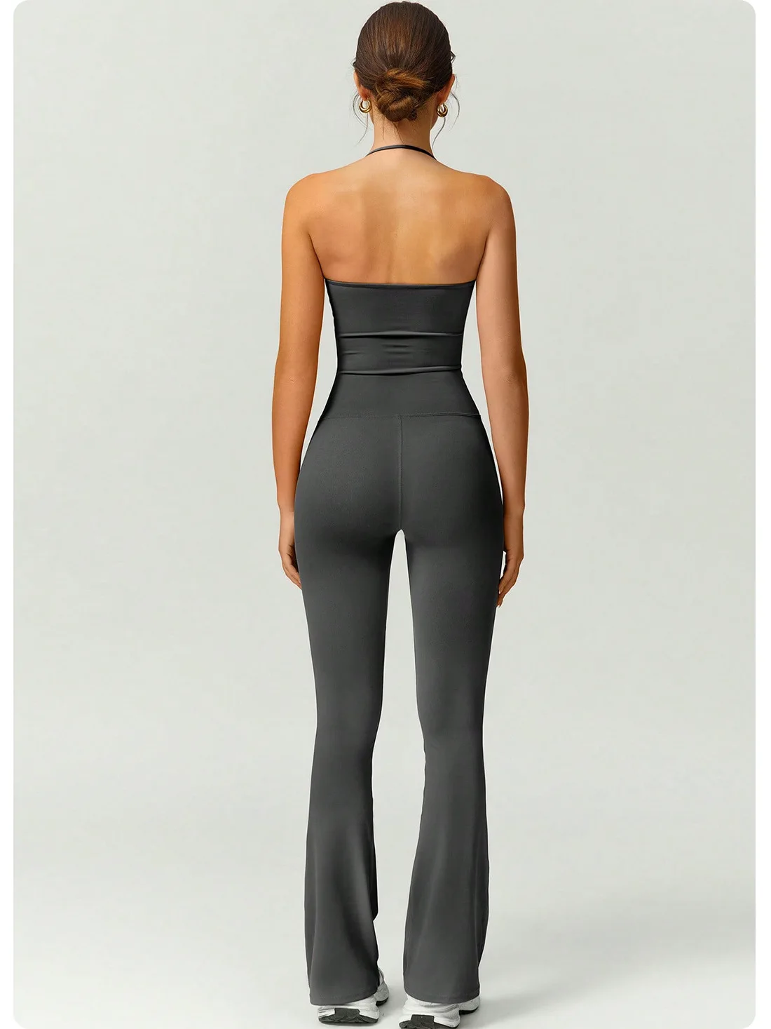 Female Sexy Backless Gym Jumpsuits Set Woman Training Yoga Flared Sportswear Woman Sports Clothes Fitness Elastic Training Suits
