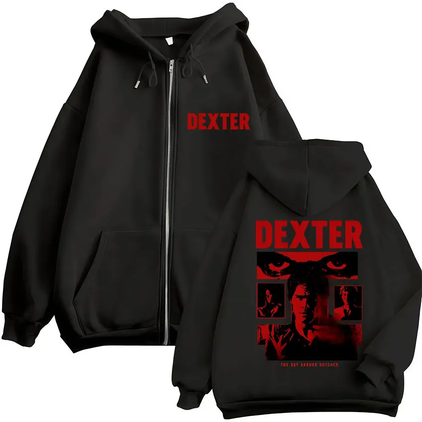TV Play Dexter Morgan Classic Zipper Hoodies Men's Vintage Fashion Zip Up Tracksuit Oversized Fleece Casual Jackets Streetwear