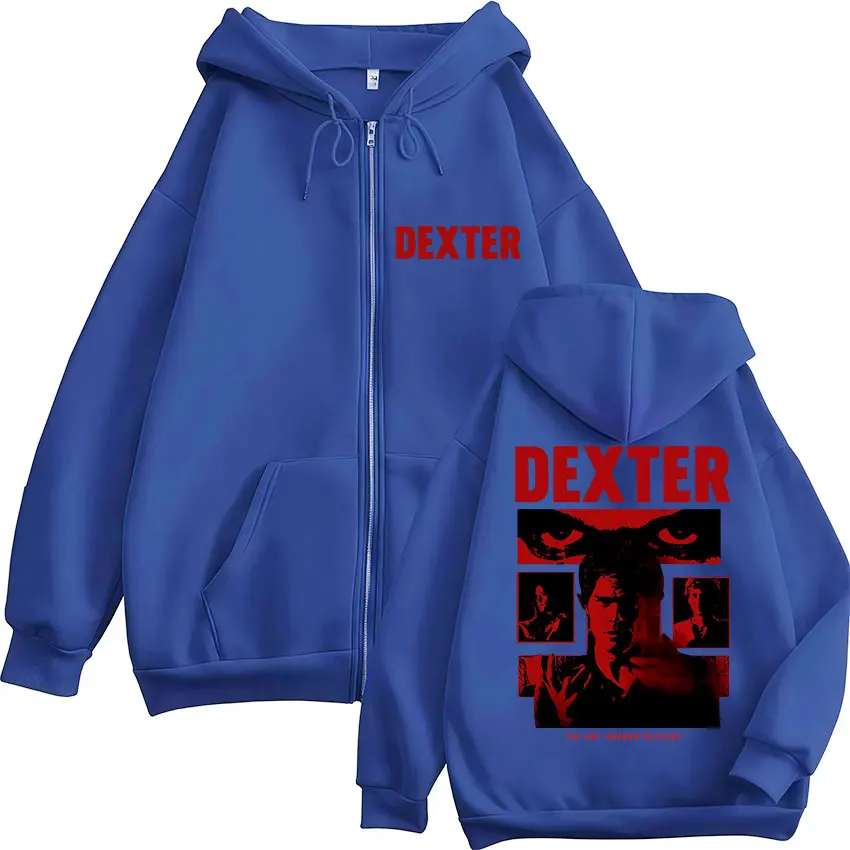 TV Play Dexter Morgan Classic Zipper Hoodies Men's Vintage Fashion Zip Up Tracksuit Oversized Fleece Casual Jackets Streetwear