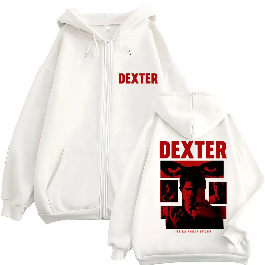 TV Play Dexter Morgan Classic Zipper Hoodies Men's Vintage Fashion Zip Up Tracksuit Oversized Fleece Casual Jackets Streetwear